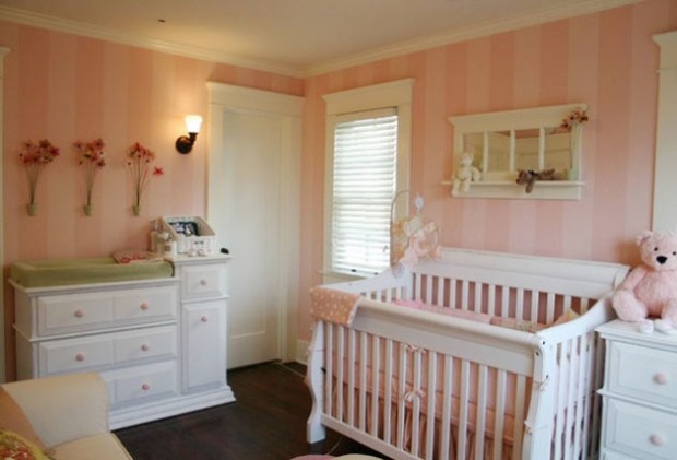 Habitación infantil rayas rosa