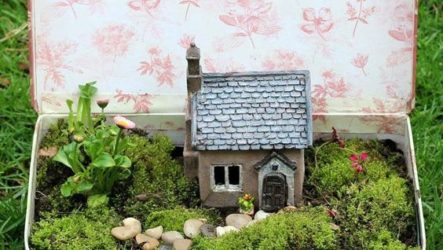Taman mini buat sendiri dalam pasu dengan foto