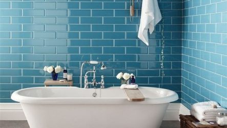 Reka bentuk bilik mandi yang canggih dalam warna biru