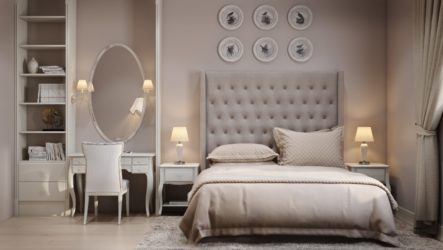 Idea untuk reka bentuk bilik tidur yang harmoni dalam nada kuning air