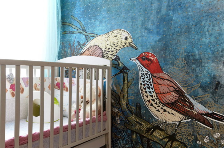 kertas dinding dengan burung di pedalaman
